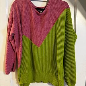 Victor Glemaud Pink and Green Crew Neck Sweater
